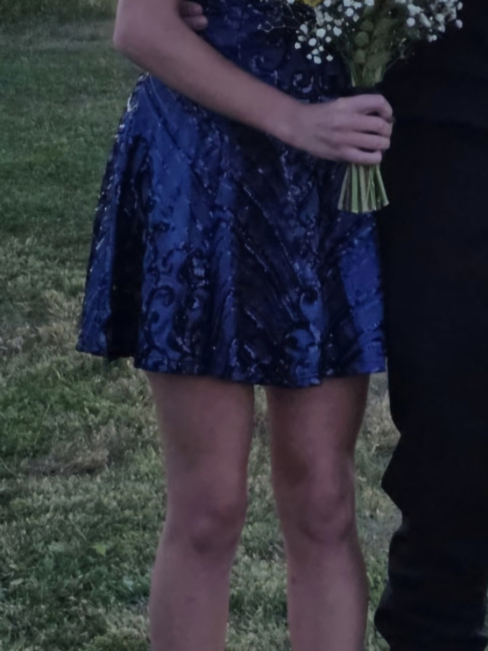 Windsor Navy Sequin Flared Mini Dress
